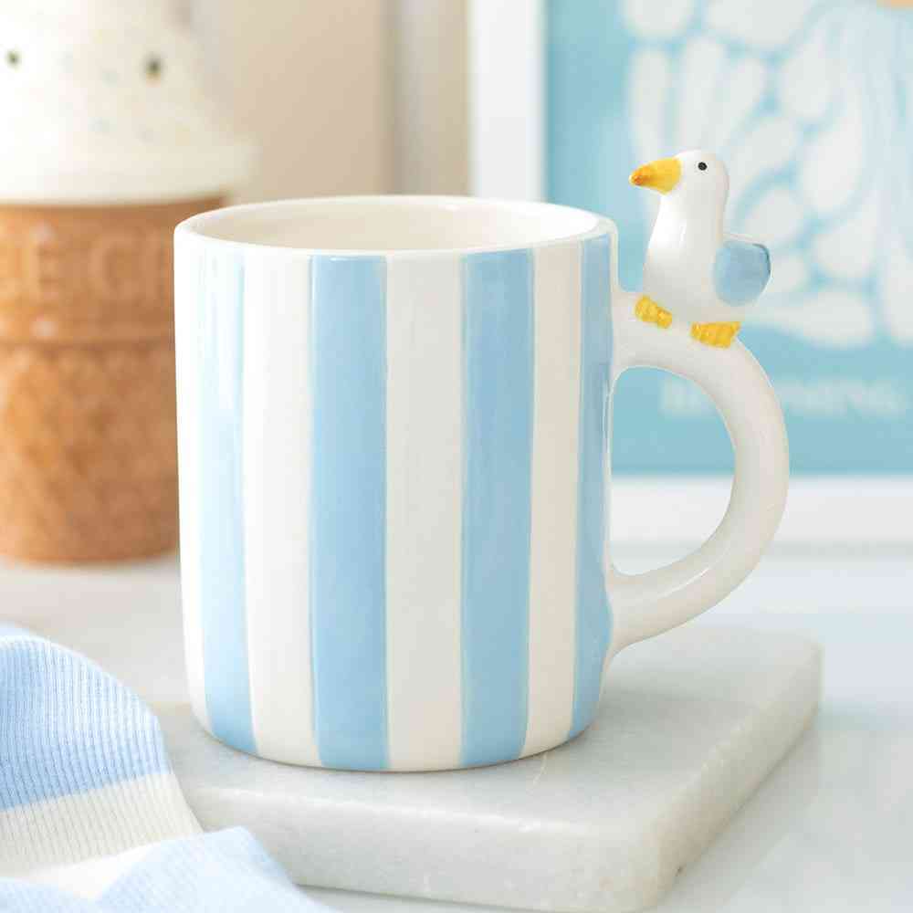 Something Different - Striped Mug with Seagull Mug - Multicolours